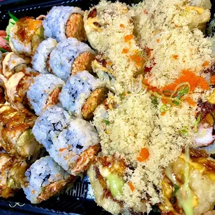 Mexican Roll (left) Crunch Crab Roll (middle) Fuji Roll (right) ... ordered sushi to go for dinner