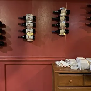 a wall of wine bottles