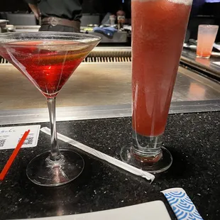Pomegranate martini and strawberry daiquiri