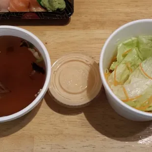 Tiny soup and salad