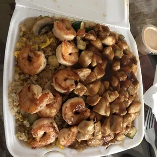 Shrimp and chicken combo with fried rice