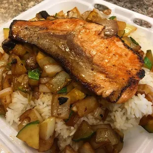 Salmon Teriyaki over Steam Rice