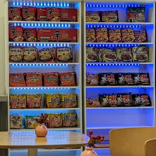 a display of food items