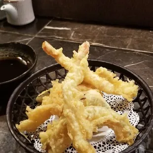 Shrimp tempura. $8.50