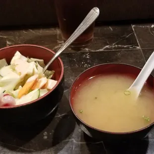 Complimentary soup and salad.