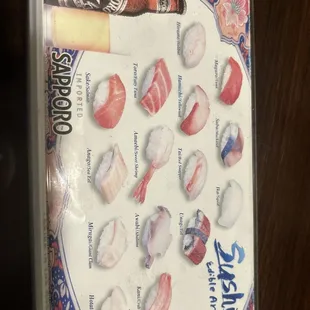 Sushi available they have a lot more on the menu.