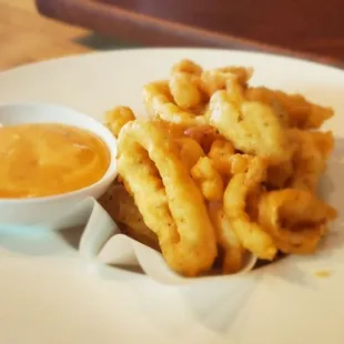 The tempura battered fried calamari