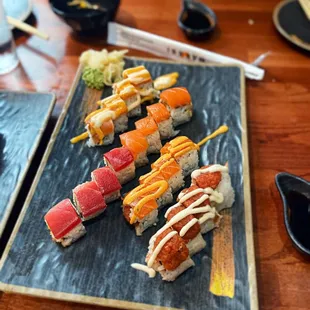 a plate of sushi
