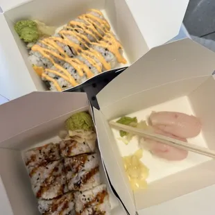 Spicy tuna roll, Veggie Roll, &amp; nigiri from Wasabi