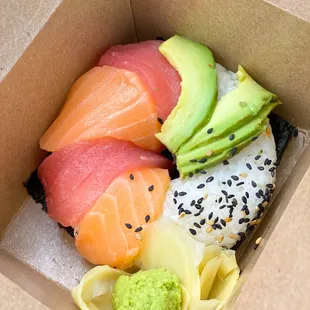 Tuna and Salmon Donut with Spicy Tuna Filling