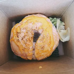 Seared Salmon Donut with Crab Filling