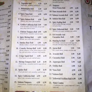 menu