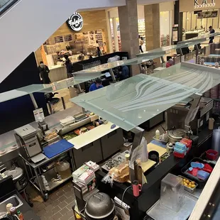 a view of a busy kitchen in a mall