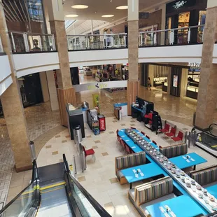 Seeing the restaurant from the escalator.