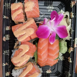 Crazy Tuna Roll- tuna, avocado, spicy tuna on top with fish egg