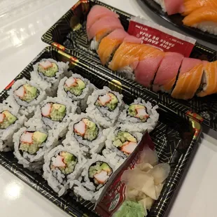 California rolls and rainbow rolls