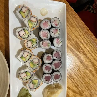 Maki rolls - California, Tuna and Salmon