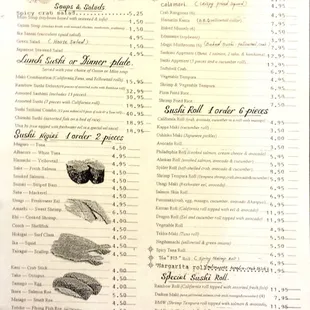 Sushi Menu