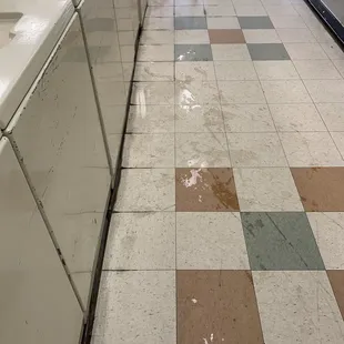 Wet floor and no sign ‍