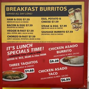 Breakfast and lunch specials 04/04/2024