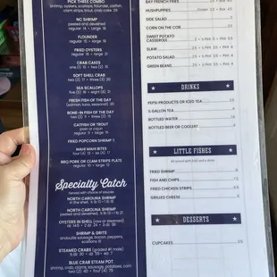 The menu