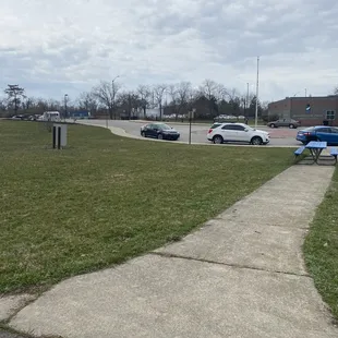 Parking lot is across the street but people park on the circle out front of the family center