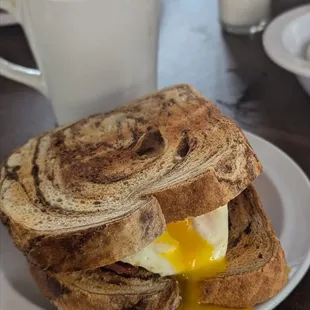 Classic Egg Sandwich on marbled rye toast