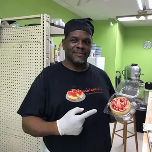 The wonderful Victor, he owns and operates the place. He makes tons of unique flavors of Cheesecake!