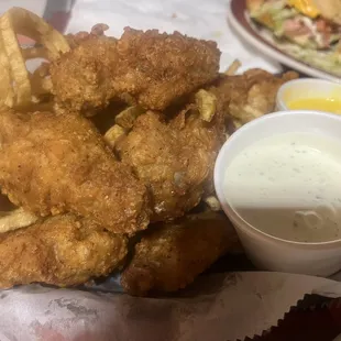 Wing dings with ranch and butter , garlic side sauce for dipping