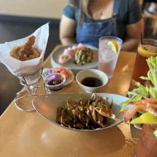 Tempura, sashimi and sushi