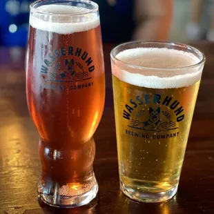 two glasses of beer