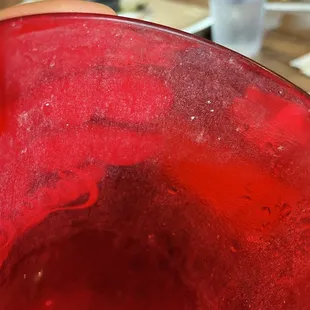 Water cup not washed well and had white powder around the inside