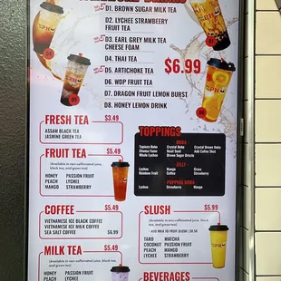 Drink menu