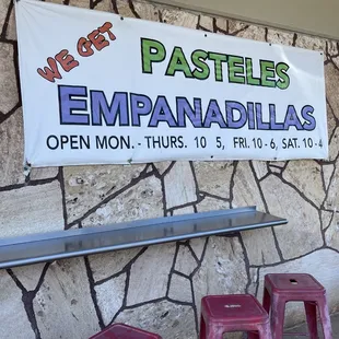 Hours &amp; small counter to sit at