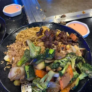 Hibachi Filet Mignon and Salmon