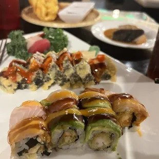 sashimi, sushi, sushi and sashimi, food
