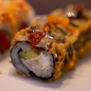 two sushi rolls