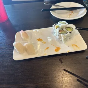 White fish sushi &amp; B.C. Roll