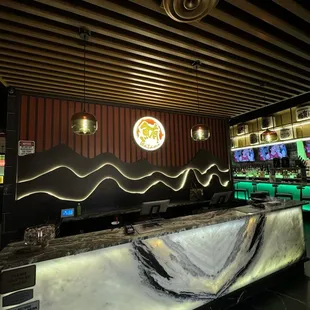 interior, sushi and sashimi