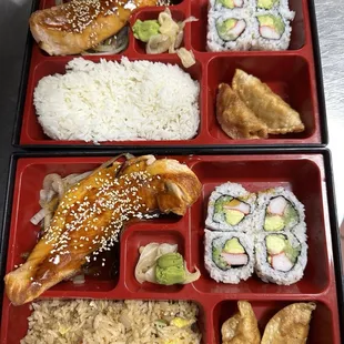 Salmon teriyaki lunch bento box