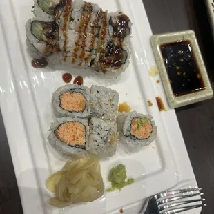 Spicy Crab Roll &amp; Eel Cucumber Roll