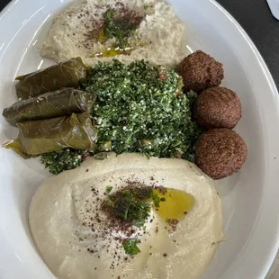 Vegetarian platter. The baba ghanoush is to die for