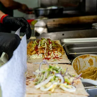 a person preparing food in a kitchen