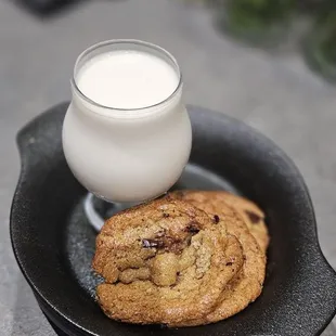 Warm cookies with milk! I love that they just give you milk and I don&apos;t have to feel like a child and ask for it haha! Bomb.com