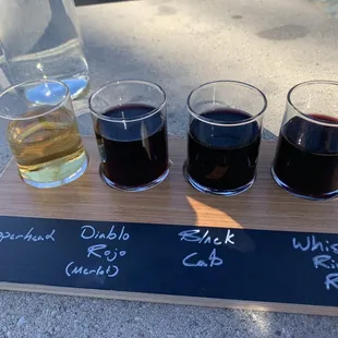 Wine flight - black cab &amp; whiskey River were the favorites