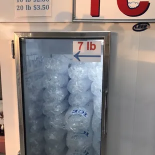 Cheap prices for ice that's made from the store's purified water!