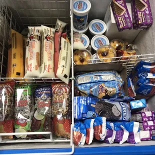 a grocery cart full of food