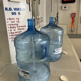 two large jugs of water