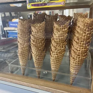 a display of ice cream cones