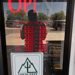 Hours of operation.